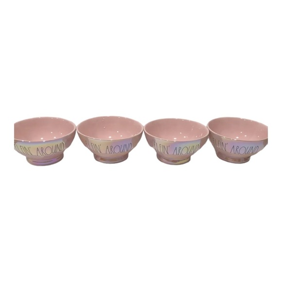 Rae Dunn Ceramic Set of 4 Pink Glazed "Elfin Around" Bowls-New Christmas - Picture 5 of 6
